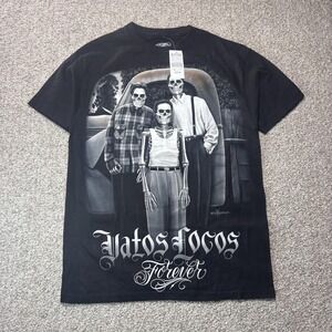 DGA Vatos Locos Forever Shirt Mens Medium Black Skeleton Cholo Graphic Art Tee